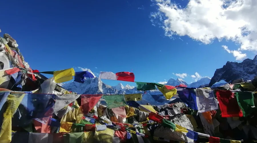 Prayer flags surrounding all over