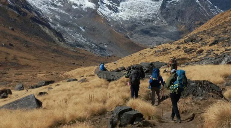 Trekkers on the way to ABC from MBC