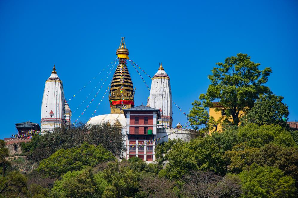 unesco world heritage site swayambhunath monkey temple buddhists hindus kathmandu nepal