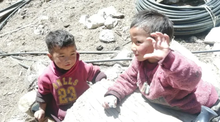 Kids at Manaslu Circuit Trek Nepal