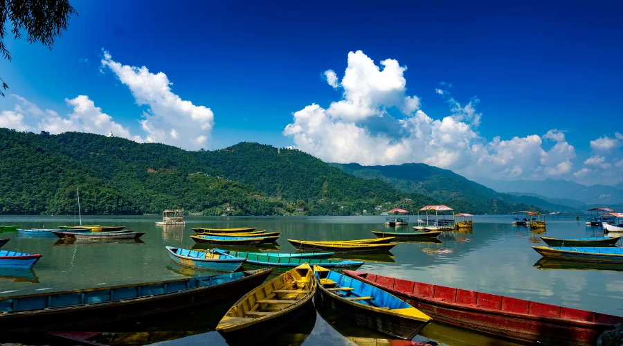 Boats sailing on Lakeside Pokhara