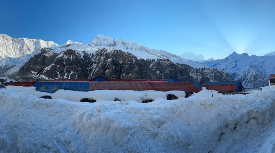 Snowy view of Annapurna Base Camp