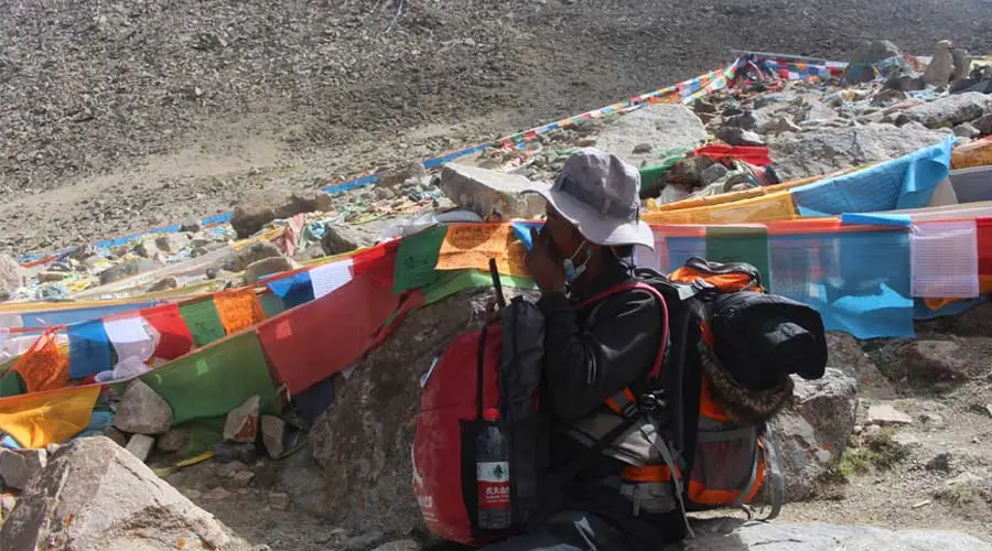 Resting at Dolma La Pass