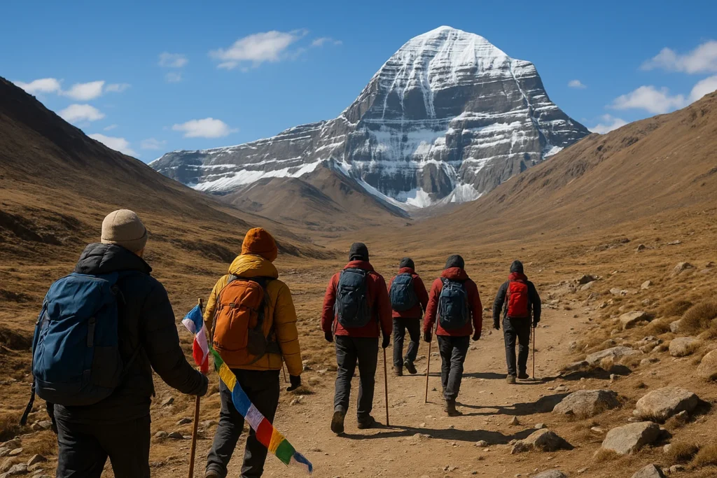 Pilgrims walking during kailash yatra