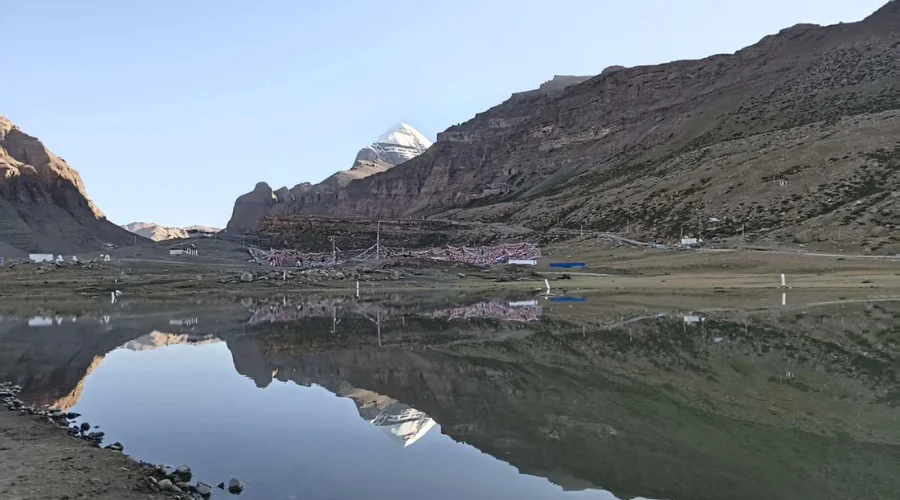 Beautiful view of Holy Kailash reflected in the Lake below